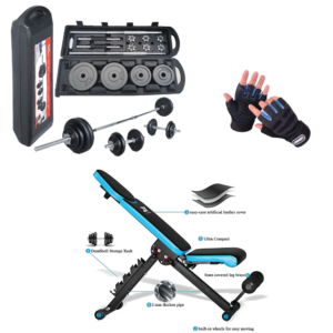 50kg Dumbbell + Gym Glove + JX Incline Decline Bench